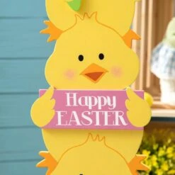 30 In. H Easter Wooden Stacked Chicks Porch Décor (KD) 15 30 In. H Easter Wooden Stacked Chicks Porch Décor (KD) -The Home Depot Shop glitzhome easter decorations 2006700021 44 1000