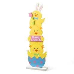 30 In. H Easter Wooden Stacked Chicks Porch Décor (KD) 13 30 In. H Easter Wooden Stacked Chicks Porch Décor (KD) -The Home Depot Shop glitzhome easter decorations 2006700021 4f 1000