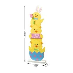 30 In. H Easter Wooden Stacked Chicks Porch Décor (KD) 12 30 In. H Easter Wooden Stacked Chicks Porch Décor (KD) -The Home Depot Shop glitzhome easter decorations 2006700021 c3 1000