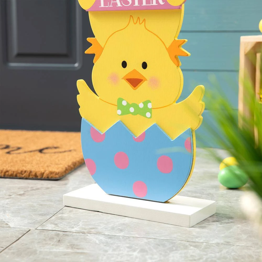 30 In. H Easter Wooden Stacked Chicks Porch Décor (KD) 8 30 In. H Easter Wooden Stacked Chicks Porch Décor (KD) - Image 8