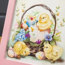 24 In.H Easter Wooden Chicks Easel Porch Sign -The Home Depot Shop glitzhome easter decorations 2006700022 1f 1000