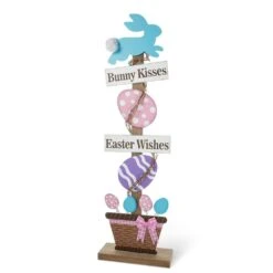 35.5 In. H Easter Wooden Bunny And Eggs Porch Decor