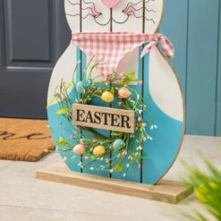 30 In.H Easter Wooden Bunny Porch Decor -The Home Depot Shop glitzhome easter decorations 2006700024 31 1000