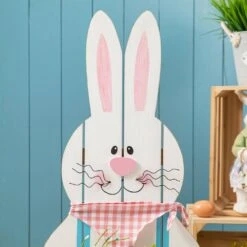 30 In.H Easter Wooden Bunny Porch Decor -The Home Depot Shop glitzhome easter decorations 2006700024 4f 1000