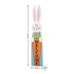 42 In. H Easter Wooden Bunny Welcome Porch Sign -The Home Depot Shop glitzhome easter decorations 2006700025 c3 1000