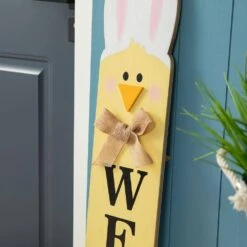 42 In. H Wooden Double-Sided Easter Welcome Porch Sign With Bunny Ears -The Home Depot Shop glitzhome easter decorations 2006700027 76 1000