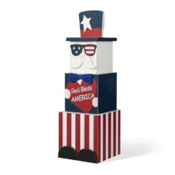 24 In. H Double Sided Wooden Porch Decor Easter And July 4th -The Home Depot Shop glitzhome easter decorations 2006700029 c3 1000