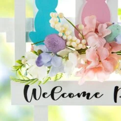 14 In.L Easter Wooden Bunny Fence Door Hanger -The Home Depot Shop glitzhome easter decorations 2006800004 1f 1000