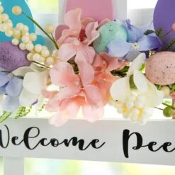 14 In.L Easter Wooden Bunny Fence Door Hanger -The Home Depot Shop glitzhome easter decorations 2006800004 44 1000