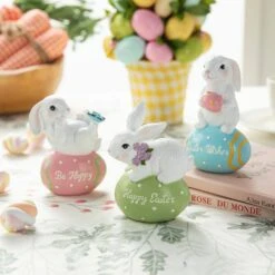 4.5 In. H (Set Of 3) Easter Resin Bunny Table Decor -The Home Depot Shop glitzhome easter decorations 2006900008 31 1000