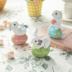 4.5 In. H (Set Of 3) Easter Resin Bunny Table Decor -The Home Depot Shop glitzhome easter decorations 2006900008 77 1000