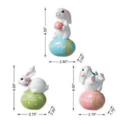 4.5 In. H (Set Of 3) Easter Resin Bunny Table Decor -The Home Depot Shop glitzhome easter decorations 2006900008 c3 1000