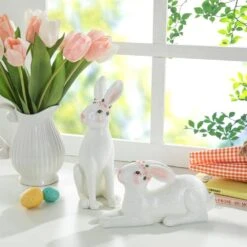 (Set Of 2) 9.75 In. H Easter Resin Bunny Table Decor 17 (Set Of 2) 9.75 In. H Easter Resin Bunny Table Decor -The Home Depot Shop glitzhome easter decorations 2006900009 31 1000