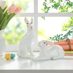 (Set Of 2) 9.75 In. H Easter Resin Bunny Table Decor 12 (Set Of 2) 9.75 In. H Easter Resin Bunny Table Decor -The Home Depot Shop glitzhome easter decorations 2006900009 77 1000