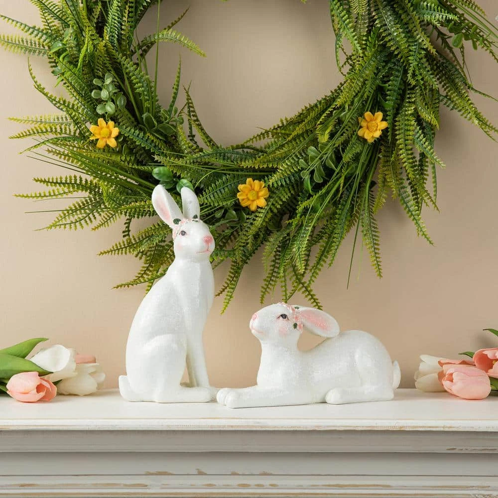 (Set Of 2) 9.75 In. H Easter Resin Bunny Table Decor 2 (Set Of 2) 9.75 In. H Easter Resin Bunny Table Decor - Image 2