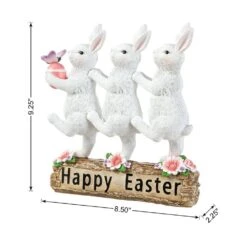 9.25 In. H Easter Resin Triple Bunny Table Decor -The Home Depot Shop glitzhome easter decorations 2006900010 66 1000
