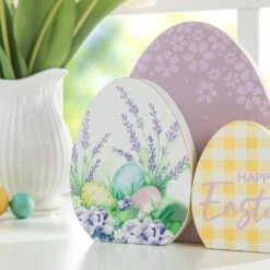 7.75 In. H Easter Wooden Eggs Table Decor -The Home Depot Shop glitzhome easter decorations 2006900011 4f 1000