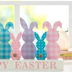 11.75 In. L Easter Wooden Bunny Family Table Decor -The Home Depot Shop glitzhome easter decorations 2006900012 1f 1000