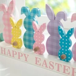 11.75 In. L Easter Wooden Bunny Family Table Decor -The Home Depot Shop glitzhome easter decorations 2006900012 4f 1000
