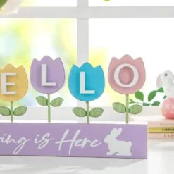 12 In. H Easter Wooden/Metal Tulips Table Decor -The Home Depot Shop glitzhome easter decorations 2006900014 1f 1000