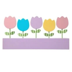 12 In. H Easter Wooden/Metal Tulips Table Decor -The Home Depot Shop glitzhome easter decorations 2006900014 66 1000