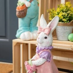 17.5 In. H Easter Resin Bunny Girl Table Decor With Flower Basket 13 17.5 In. H Easter Resin Bunny Girl Table Decor With Flower Basket -The Home Depot Shop glitzhome easter decorations 2006900015 4f 1000