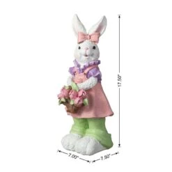 17.5 In. H Easter Resin Bunny Girl Table Decor With Flower Basket 12 17.5 In. H Easter Resin Bunny Girl Table Decor With Flower Basket -The Home Depot Shop glitzhome easter decorations 2006900015 c3 1000