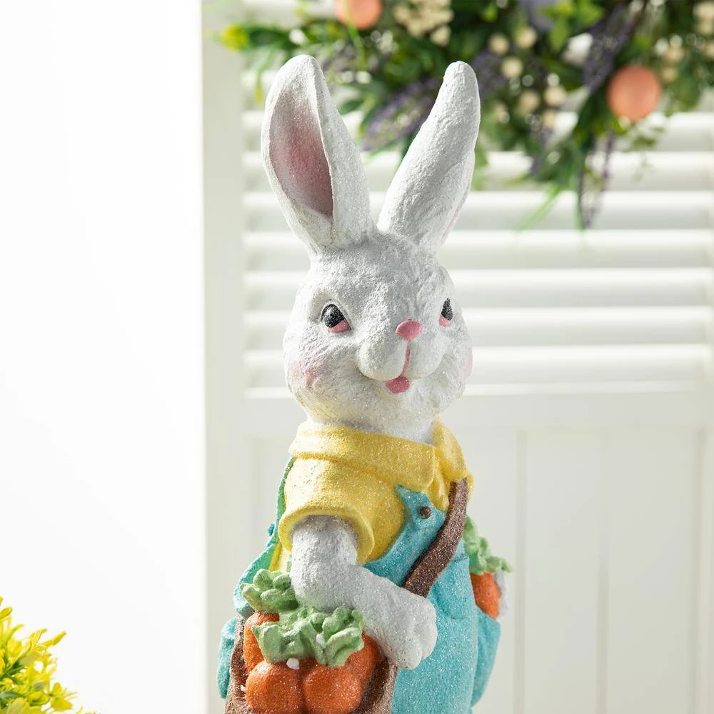 17.25 In. H Easter Resin Bunny Boy Table Decor With Carrot 7 17.25 In. H Easter Resin Bunny Boy Table Decor With Carrot - Image 7