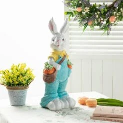 17.25 In. H Easter Resin Bunny Boy Table Decor With Carrot 19 17.25 In. H Easter Resin Bunny Boy Table Decor With Carrot -The Home Depot Shop glitzhome easter decorations 2006900016 31 1000