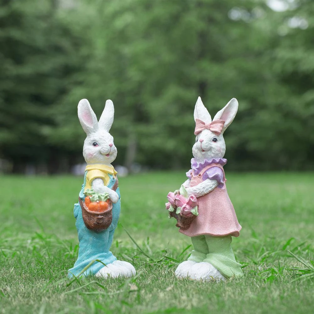 17.25 In. H Easter Resin Bunny Boy Table Decor With Carrot 9 17.25 In. H Easter Resin Bunny Boy Table Decor With Carrot - Image 9