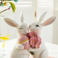 7 In. H Easter Loving Bunny Resin Table Decor -The Home Depot Shop glitzhome easter decorations 2006900017 1f 1000