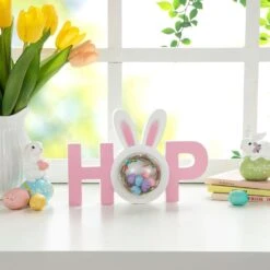 10 In. L Easter Wooden Hop Table Decor -The Home Depot Shop glitzhome easter decorations 2006900018 1f 1000
