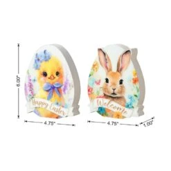 6 In. H (Set Of 2) Easter Wooden And Epoxy Egg Chick Table Decor -The Home Depot Shop glitzhome easter decorations 2006900021 c3 1000