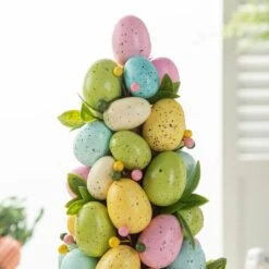 16 In.H Easter Egg Table Tree Decor -The Home Depot Shop glitzhome easter decorations 2015500001 4f 1000