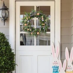 22in. D Easter Eggs And Lavender Wreath -The Home Depot Shop glitzhome easter decorations 2015500003 77 1000