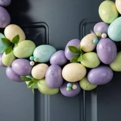 18 In. D Easter Purple Hue Eggs Wreath -The Home Depot Shop glitzhome easter decorations 2015500004 44 1000