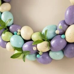 18 In. D Easter Purple Hue Eggs Wreath -The Home Depot Shop glitzhome easter decorations 2015500004 4f 1000