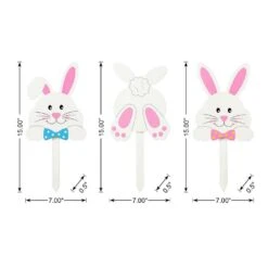 15 In. H Easter Wooden Bunny Pick/Yard Stake (Set Of 3) -The Home Depot Shop glitzhome easter decorations gh2006600020 c3 1000