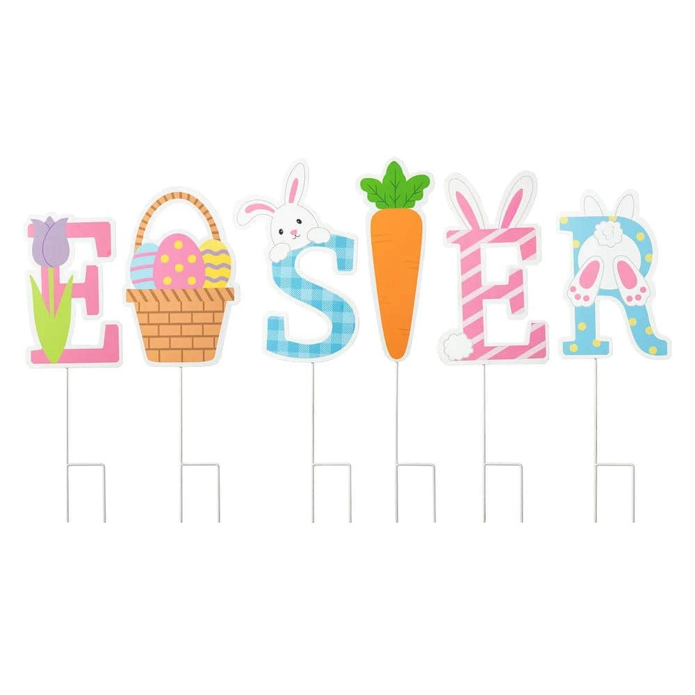 49.5 In. L Easter Icon Metal Yard Stake (Set Of 6) 1 49.5 In. L Easter Icon Metal Yard Stake (Set Of 6)
