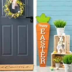 41.5 In. H Easter Wooden And Metal Carrot Porch Décor -The Home Depot Shop glitzhome easter decorations gh2006700020 1f 1000