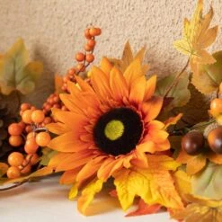 6 Ft. Fall Sunflower, Maple Leaf And Berry Unlit Garland 15 6 Ft. Fall Sunflower, Maple Leaf And Berry Unlit Garland -The Home Depot Shop glitzhome fall garlands 2006300036 44 1000