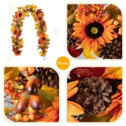 6 Ft. Fall Sunflower, Maple Leaf And Berry Unlit Garland 13 6 Ft. Fall Sunflower, Maple Leaf And Berry Unlit Garland -The Home Depot Shop glitzhome fall garlands 2006300036 4f 1000