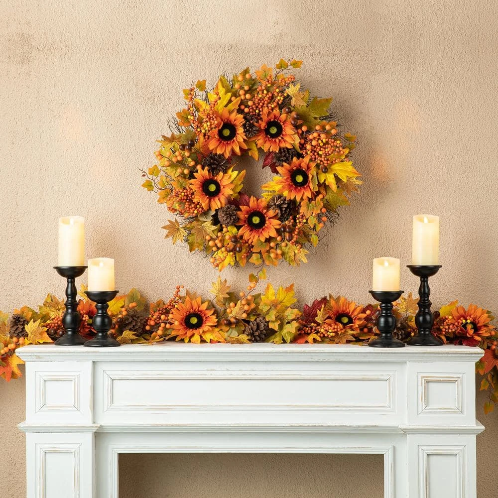 6 Ft. Fall Sunflower, Maple Leaf And Berry Unlit Garland 3 6 Ft. Fall Sunflower, Maple Leaf And Berry Unlit Garland - Image 3