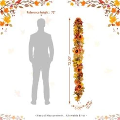 6 Ft. Fall Sunflower, Maple Leaf And Berry Unlit Garland 12 6 Ft. Fall Sunflower, Maple Leaf And Berry Unlit Garland -The Home Depot Shop glitzhome fall garlands 2006300036 c3 1000