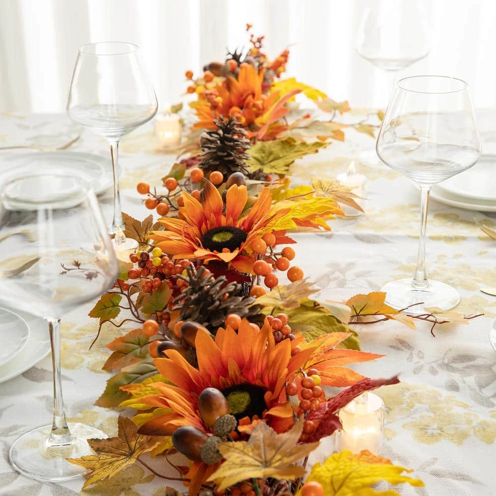 6 Ft. Fall Sunflower, Maple Leaf And Berry Unlit Garland 8 6 Ft. Fall Sunflower, Maple Leaf And Berry Unlit Garland - Image 8