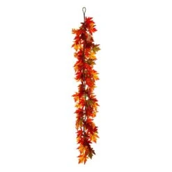 6 Ft. Fall Lighted Maple Leaves Artificial Fall Garland -The Home Depot Shop glitzhome fall garlands 2019500004 1f 1000