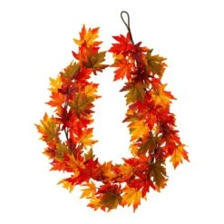 6 Ft. Fall Lighted Maple Leaves Artificial Fall Garland -The Home Depot Shop glitzhome fall garlands 2019500004 44 1000