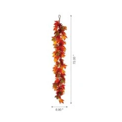 6 Ft. Fall Lighted Maple Leaves Artificial Fall Garland -The Home Depot Shop glitzhome fall garlands 2019500004 fa 1000