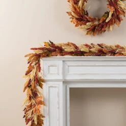 6 Ft. Fall Unlit Multi-Colored Sorghum Garland -The Home Depot Shop glitzhome fall garlands 2019500019 1f 1000