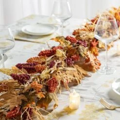 6 Ft. Fall Unlit Multi-Colored Sorghum Garland -The Home Depot Shop glitzhome fall garlands 2019500019 4f 1000